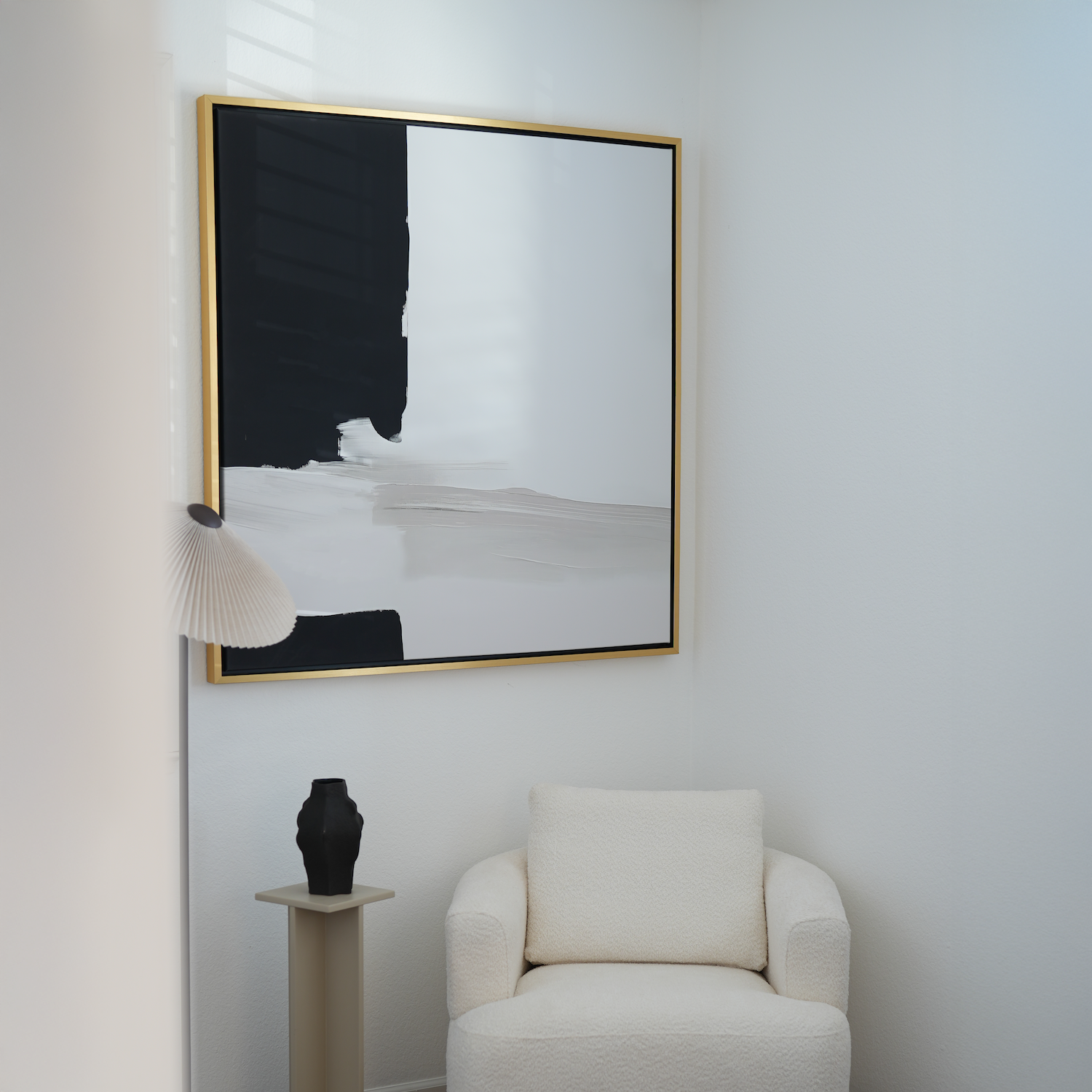 Whispers in Greyscale – black abstract canvas wall art print by Aspire Prints
