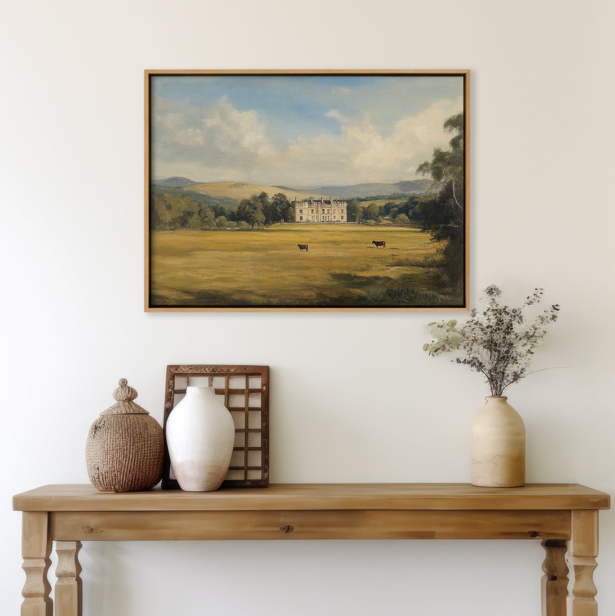 Whispers of the Golden Meadow Canvas Print – green vintage canvas wall art print by Aspire Prints