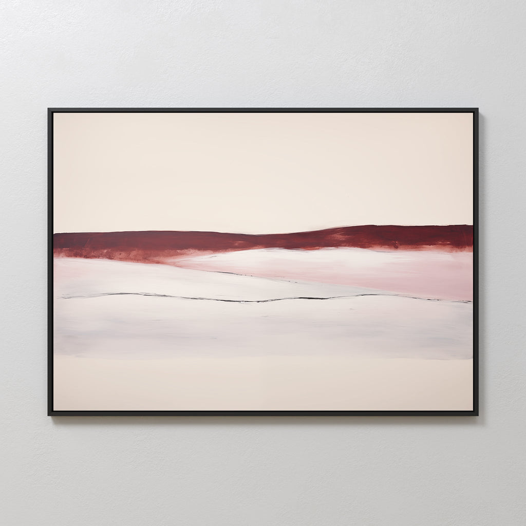 Crimson Horizon Reverie – beige and white landscape canvas wall art print by Aspire Prints