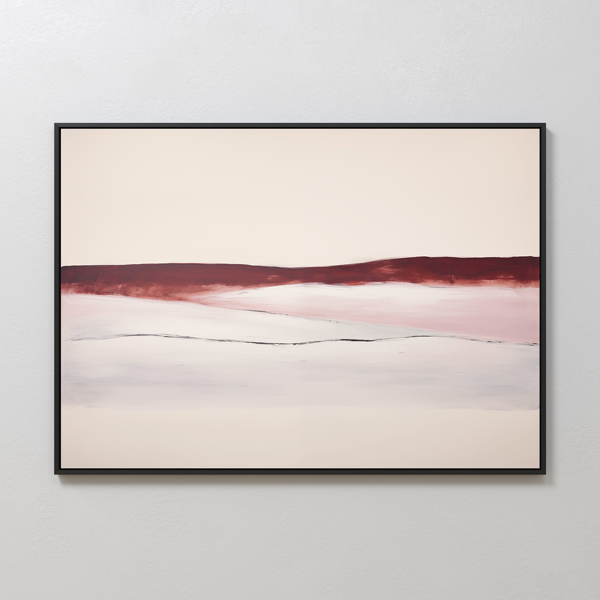 Crimson Horizon Reverie – beige and white landscape canvas wall art print by Aspire Prints
