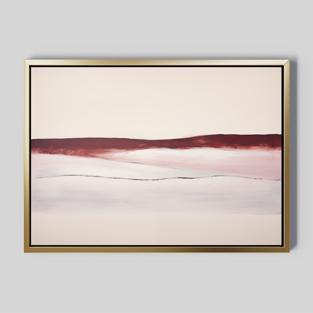 Crimson Horizon Reverie – beige and white landscape canvas wall art print by Aspire Prints