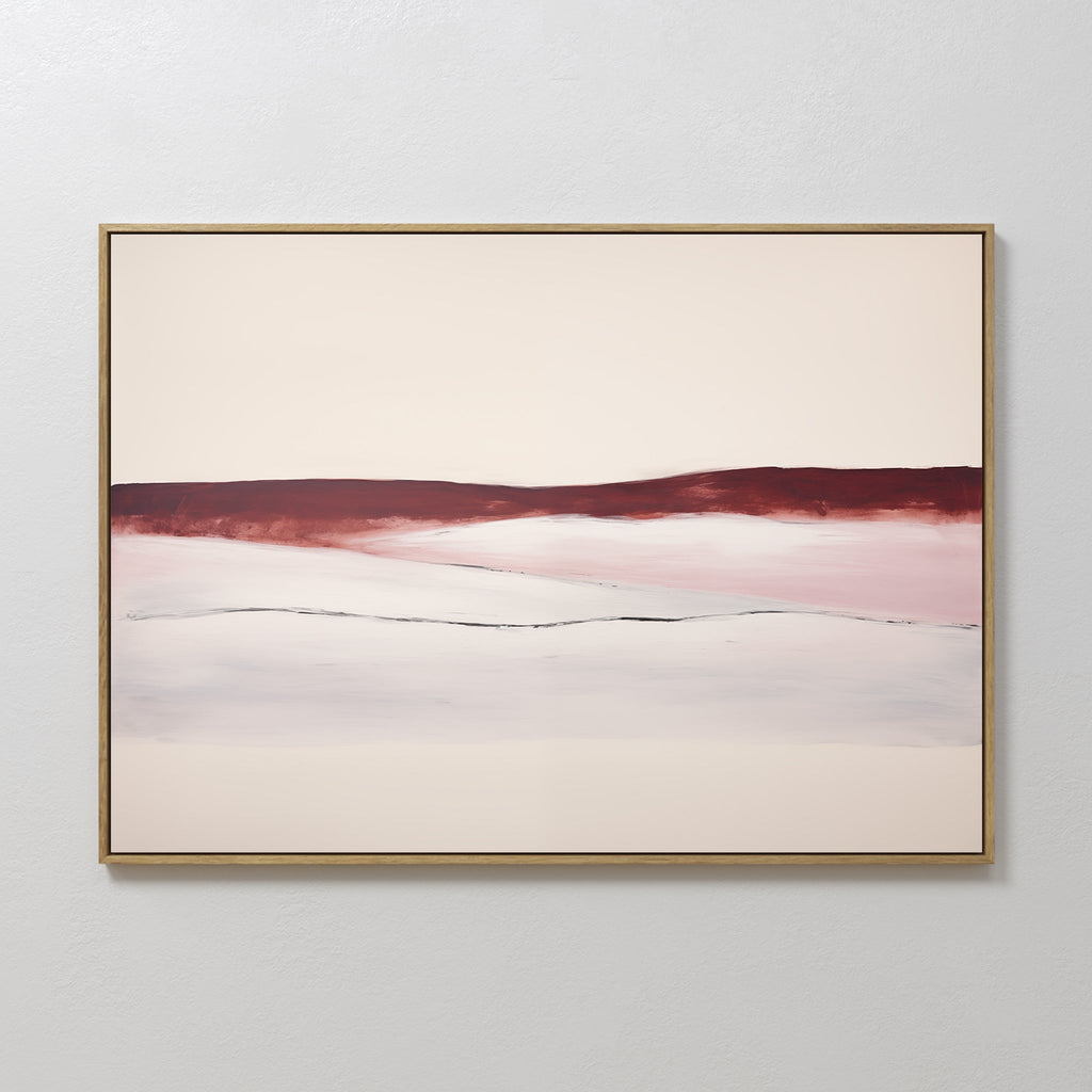 Crimson Horizon Reverie – beige and white landscape canvas wall art print by Aspire Prints