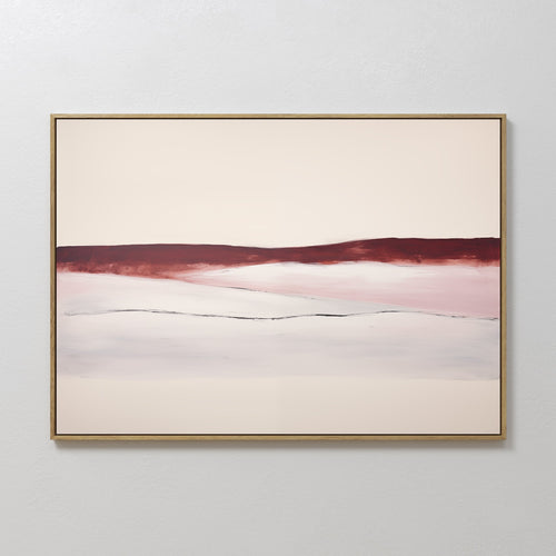 Crimson Horizon Reverie – beige and white landscape canvas wall art print by Aspire Prints
