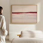 Crimson Horizon Reverie – beige and white landscape canvas wall art print by Aspire Prints