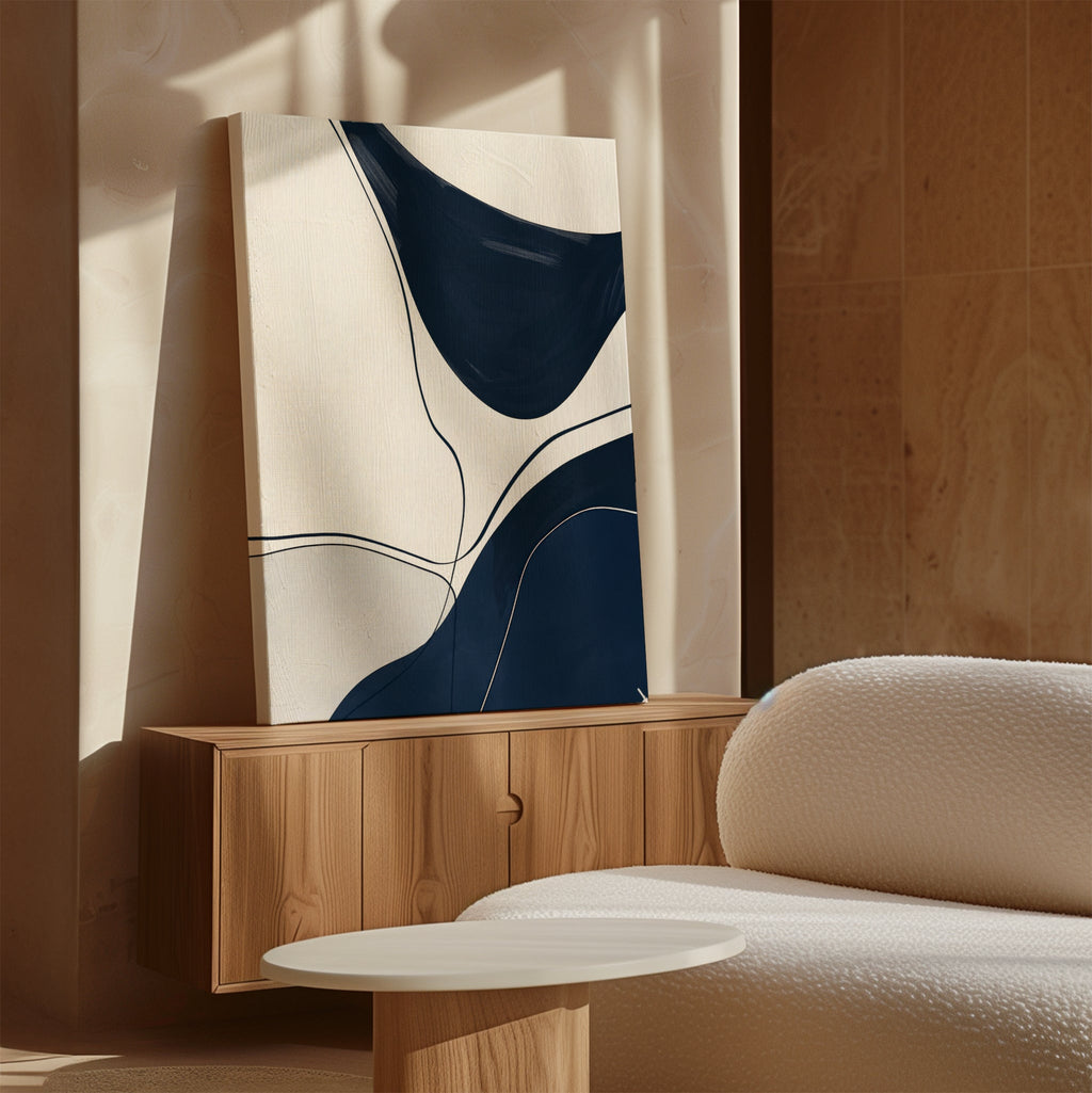 Midnight Currents – blue abstract canvas wall art print by Aspire Prints