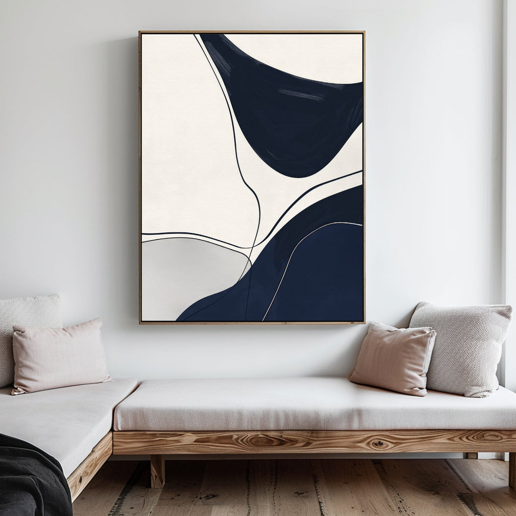 Midnight Currents – blue abstract canvas wall art print by Aspire Prints