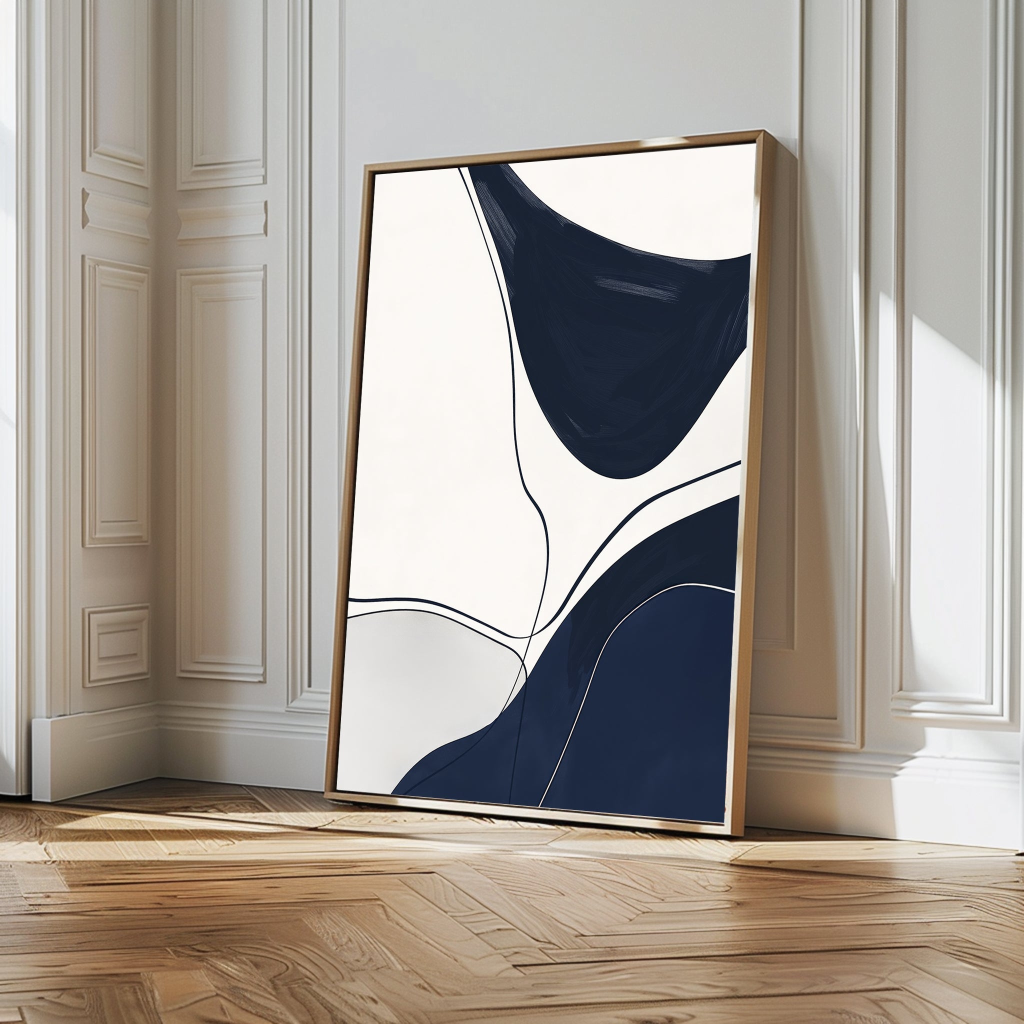 Midnight Currents – blue abstract canvas wall art print by Aspire Prints