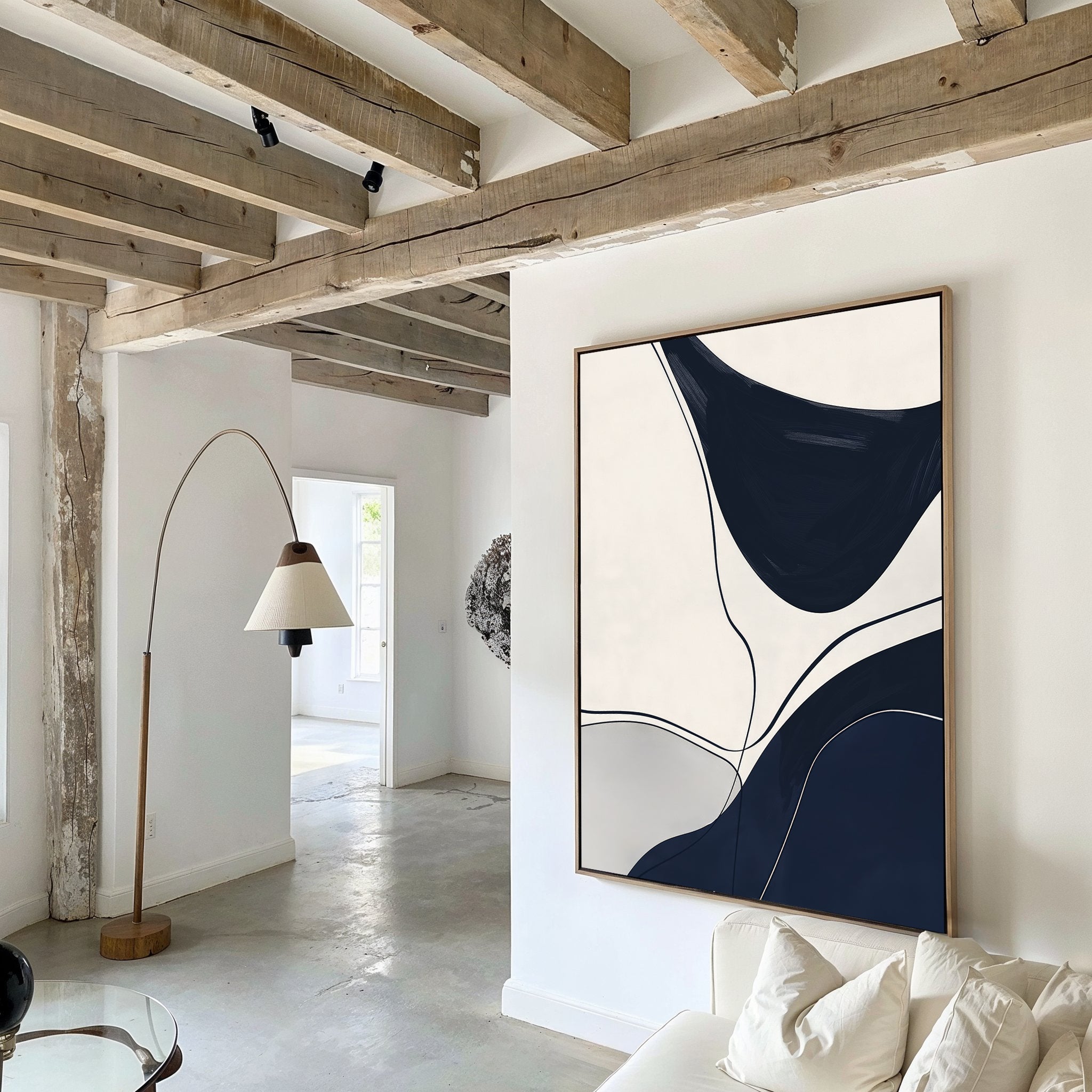 Midnight Currents – blue abstract canvas wall art print by Aspire Prints
