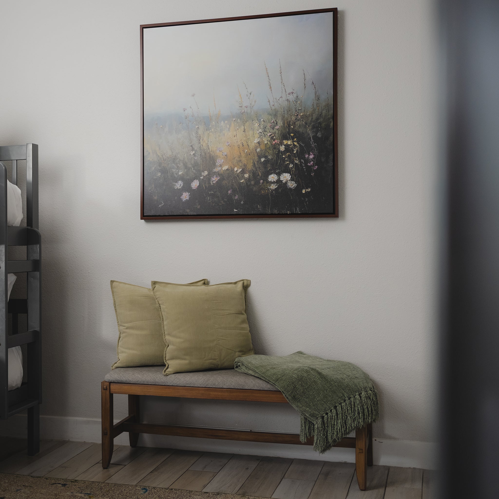 Meadow Whispers in Bloom – green botanical canvas wall art print by Aspire Prints