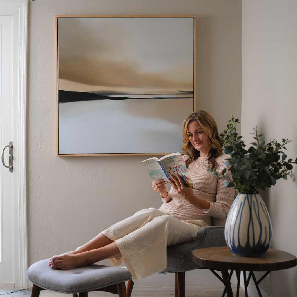 Whispers of the Dunes – beige and white landscape canvas wall art print by Aspire Prints