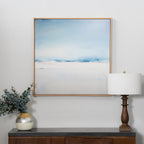Whisper of the Veiled Shore – blue coastal canvas wall art print by Aspire Prints