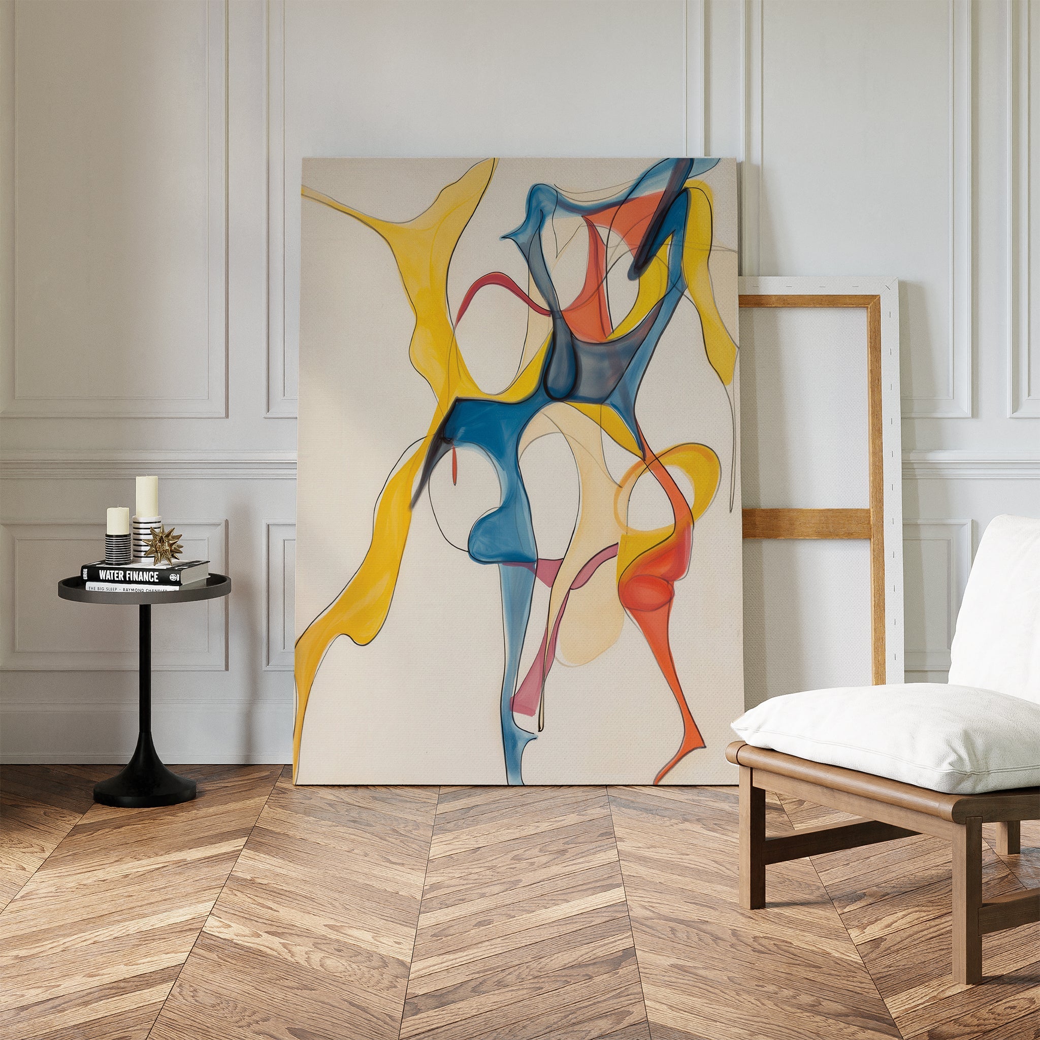 Cobalt Crescendo – multicolour abstract canvas wall art print by Aspire Prints