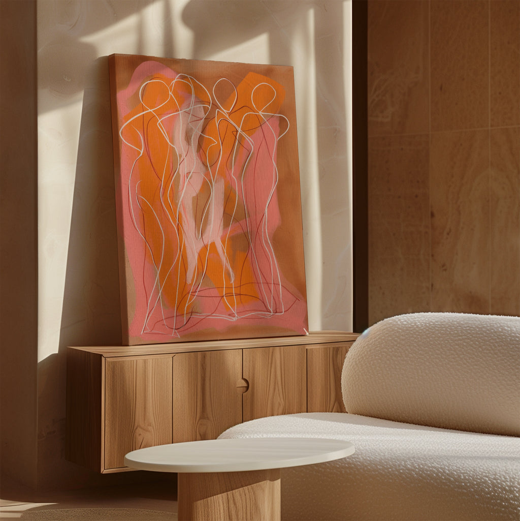 Amber Reverie – blush pink abstract canvas wall art print by Aspire Prints