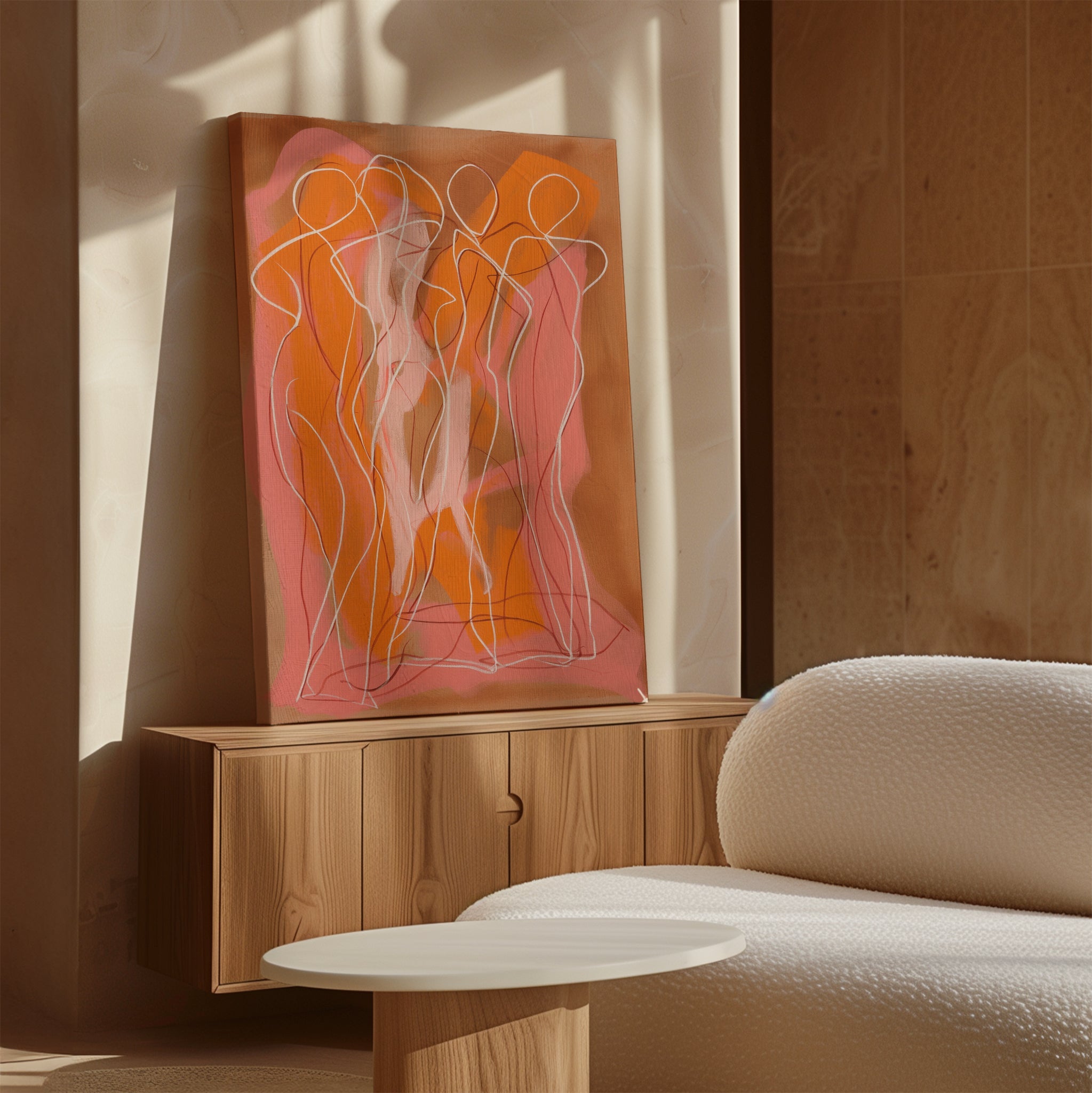 Amber Reverie – blush pink abstract canvas wall art print by Aspire Prints