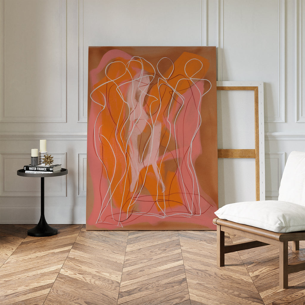 Amber Reverie – blush pink abstract canvas wall art print by Aspire Prints