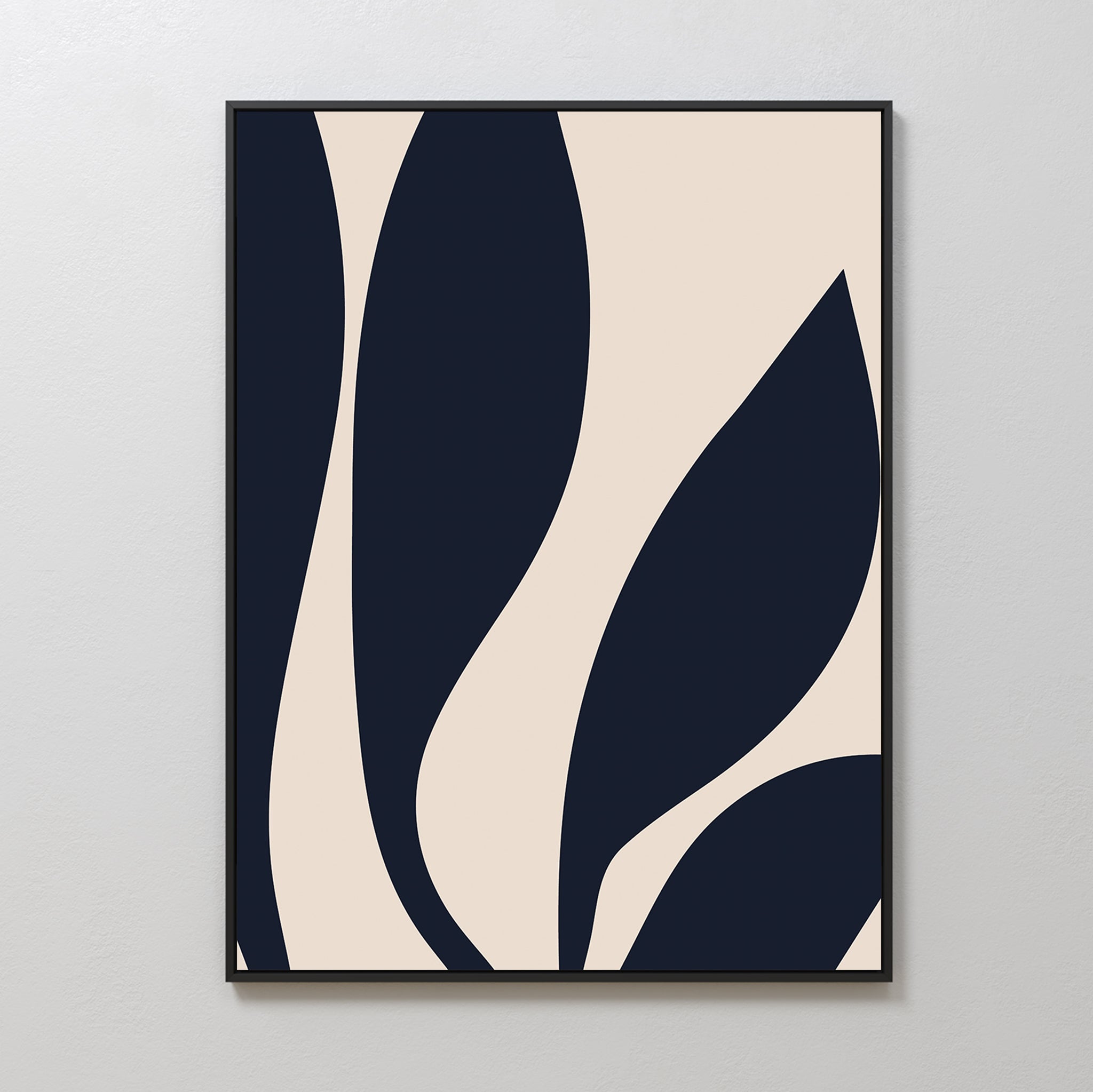Midnight Foliage Whisper – blue botanical canvas wall art print by Aspire Prints