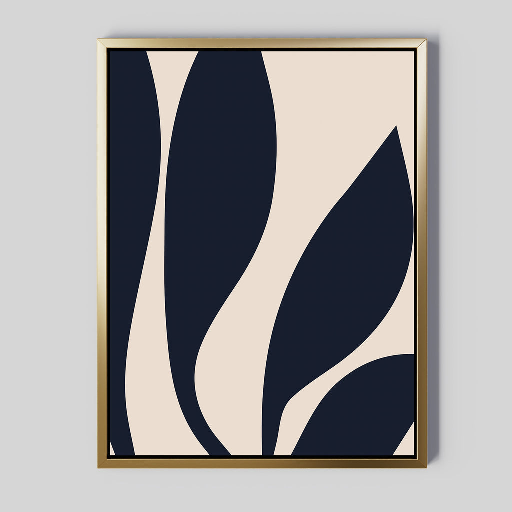 Midnight Foliage Whisper – blue botanical canvas wall art print by Aspire Prints
