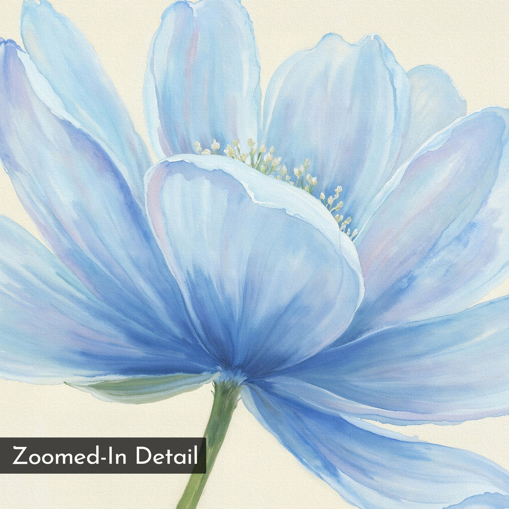 Whisper of Morning Bloom – blue botanical canvas wall art print by Aspire Prints