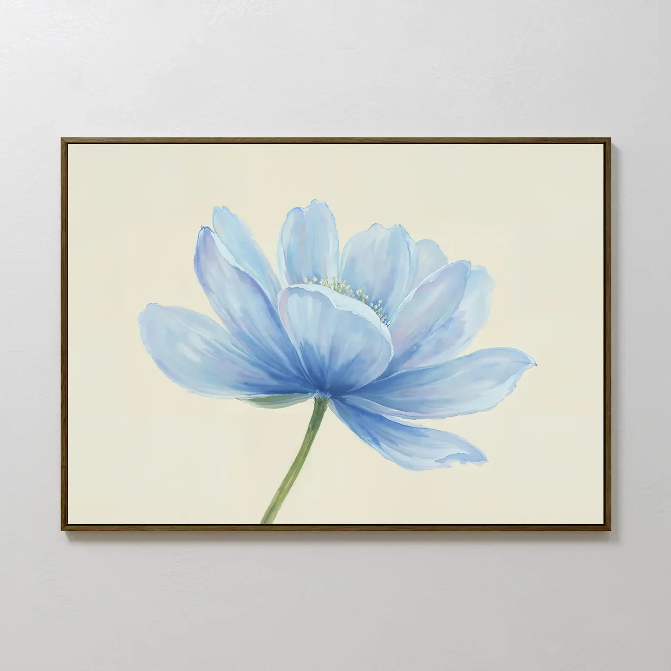 Whisper of Morning Bloom – blue botanical canvas wall art print by Aspire Prints