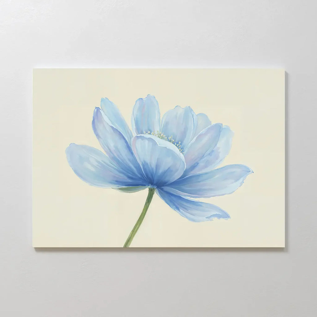 Whisper of Morning Bloom – blue botanical canvas wall art print by Aspire Prints