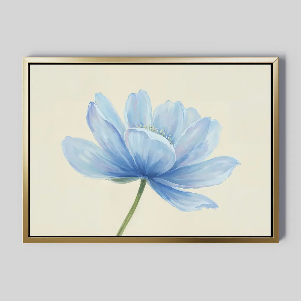 Whisper of Morning Bloom – blue botanical canvas wall art print by Aspire Prints