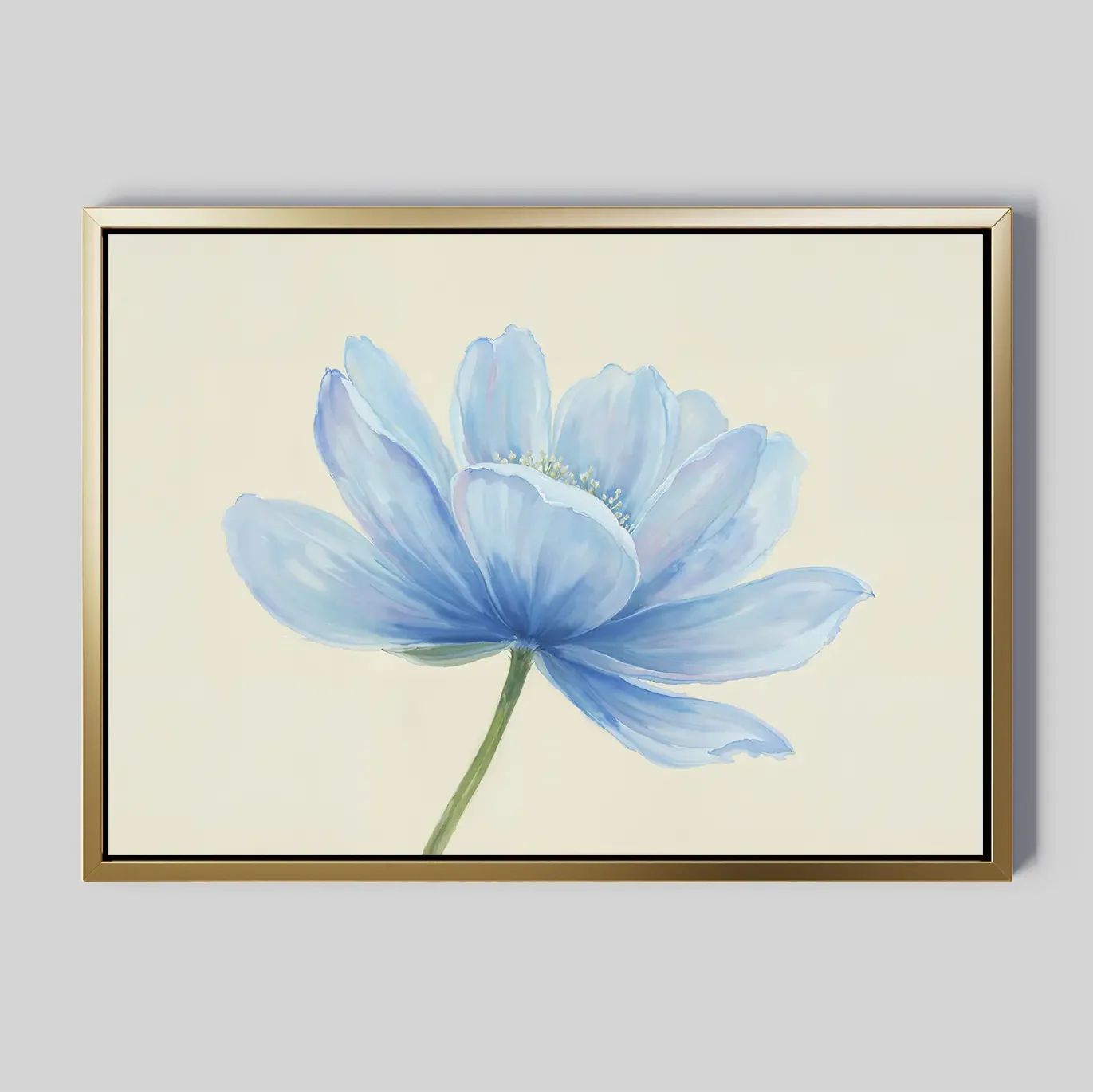 Whisper of Morning Bloom – blue botanical canvas wall art print by Aspire Prints
