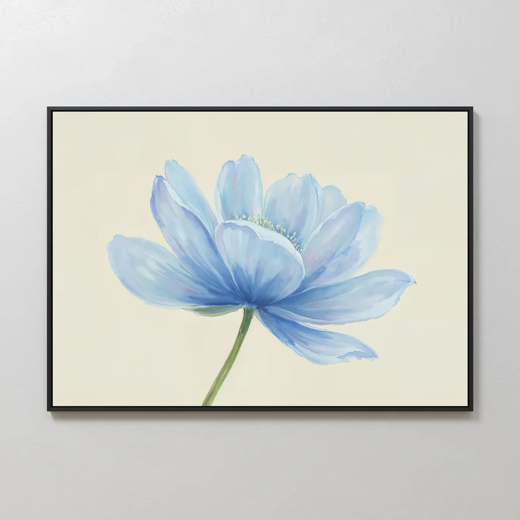 Whisper of Morning Bloom – blue botanical canvas wall art print by Aspire Prints