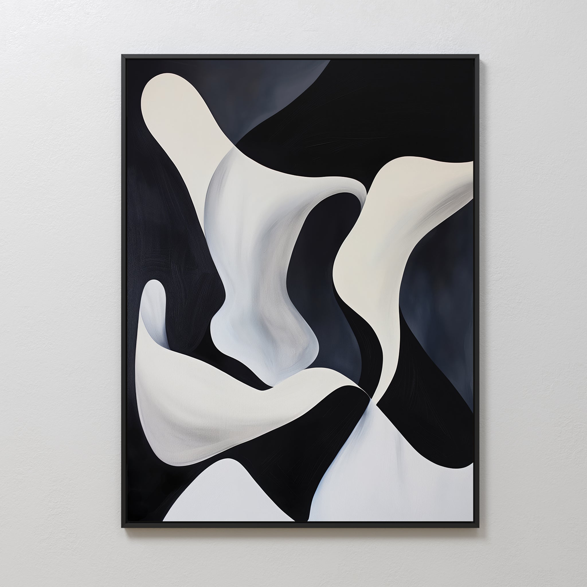 Midnight Tide – black and white abstract canvas wall art print by Aspire Prints
