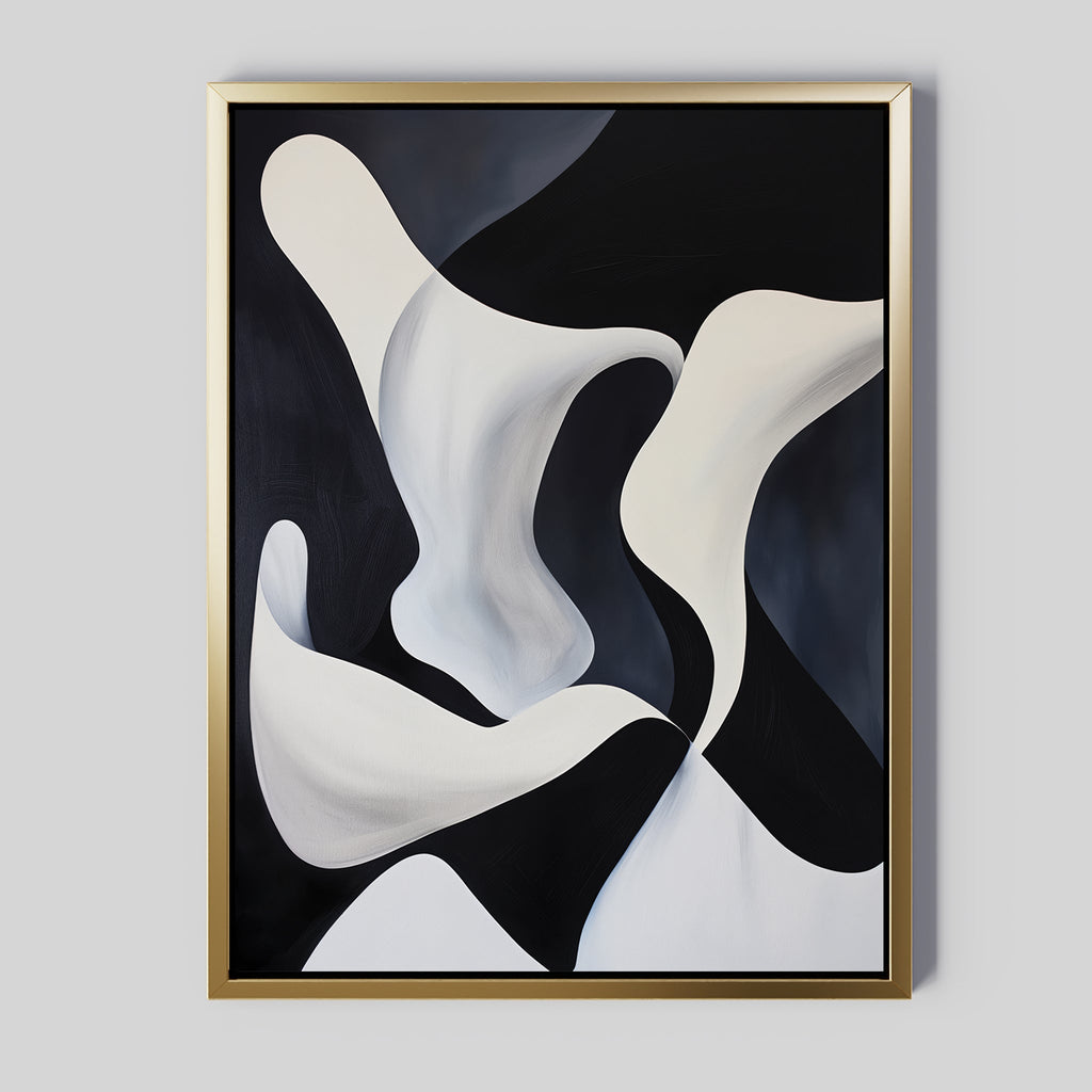 Midnight Tide – black and white abstract canvas wall art print by Aspire Prints