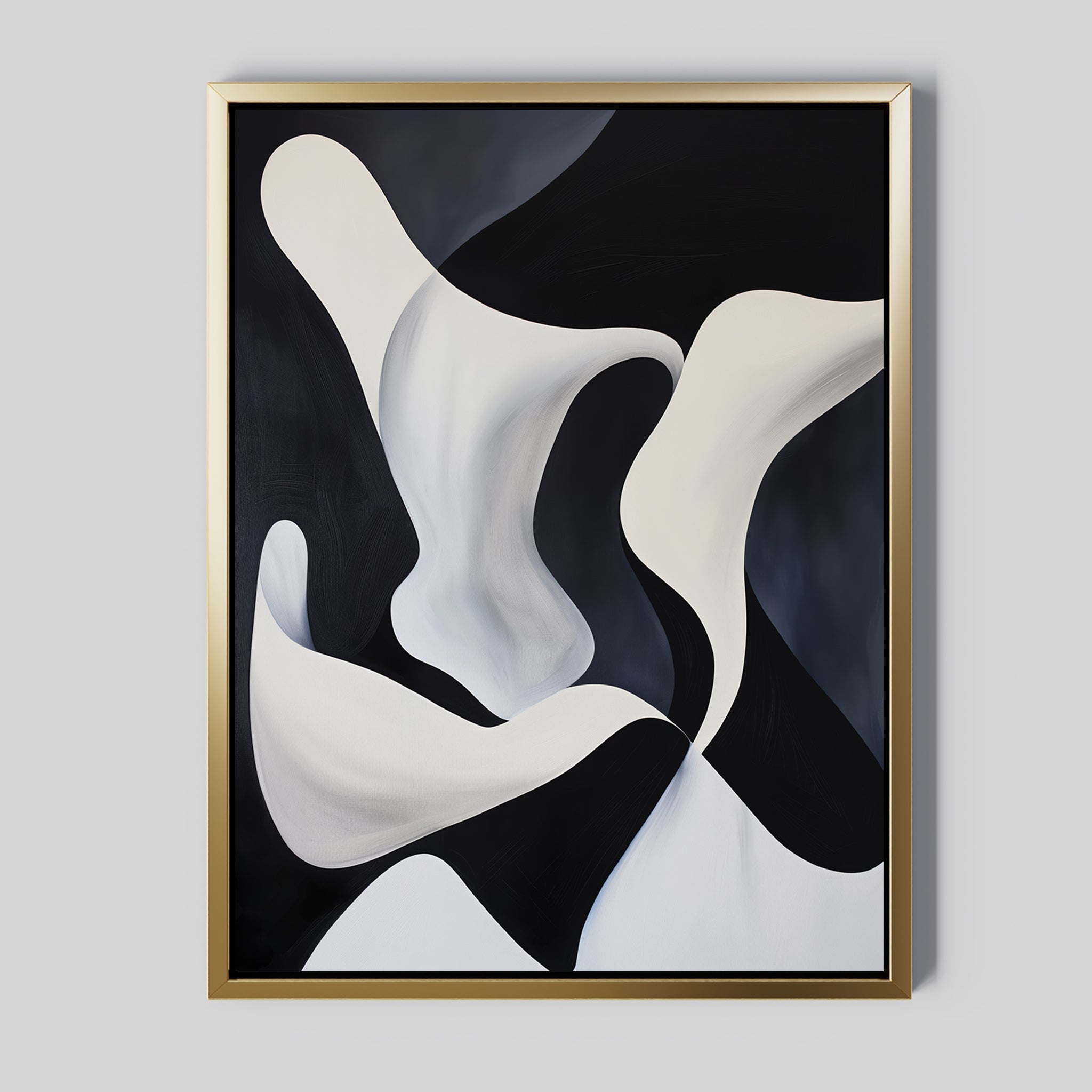 Midnight Tide – black and white abstract canvas wall art print by Aspire Prints