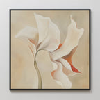 Whisper of Petals – beige and white botanical canvas wall art print by Aspire Prints