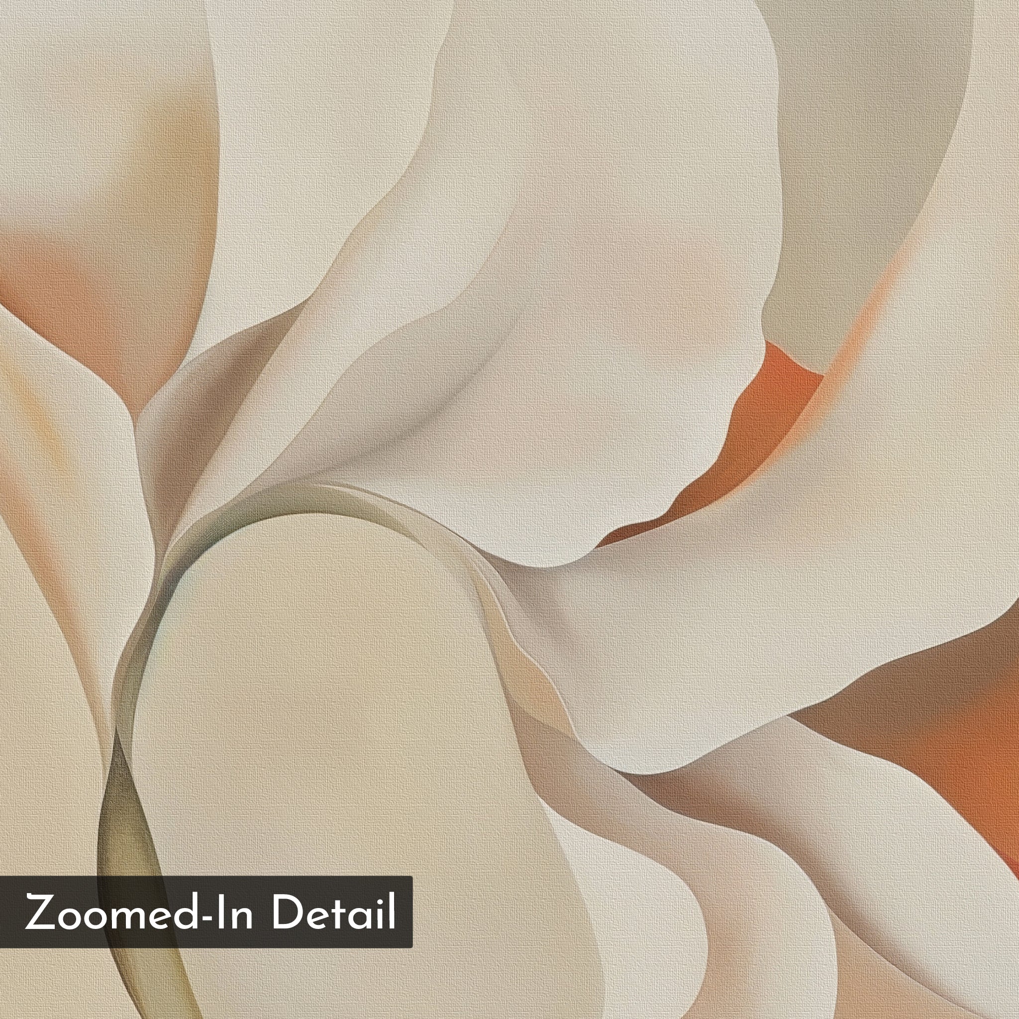 Whisper of Petals – beige and white botanical canvas wall art print by Aspire Prints