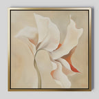 Whisper of Petals – beige and white botanical canvas wall art print by Aspire Prints