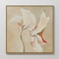 Whisper of Petals – beige and white botanical canvas wall art print by Aspire Prints