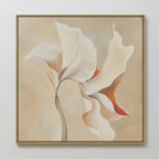 Whisper of Petals – beige and white botanical canvas wall art print by Aspire Prints
