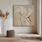 Whisper of Petals – beige and white botanical canvas wall art print by Aspire Prints