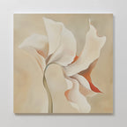 Whisper of Petals – beige and white botanical canvas wall art print by Aspire Prints