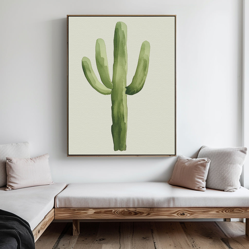 Sunlit Sentinel – green botanical canvas wall art print by Aspire Prints