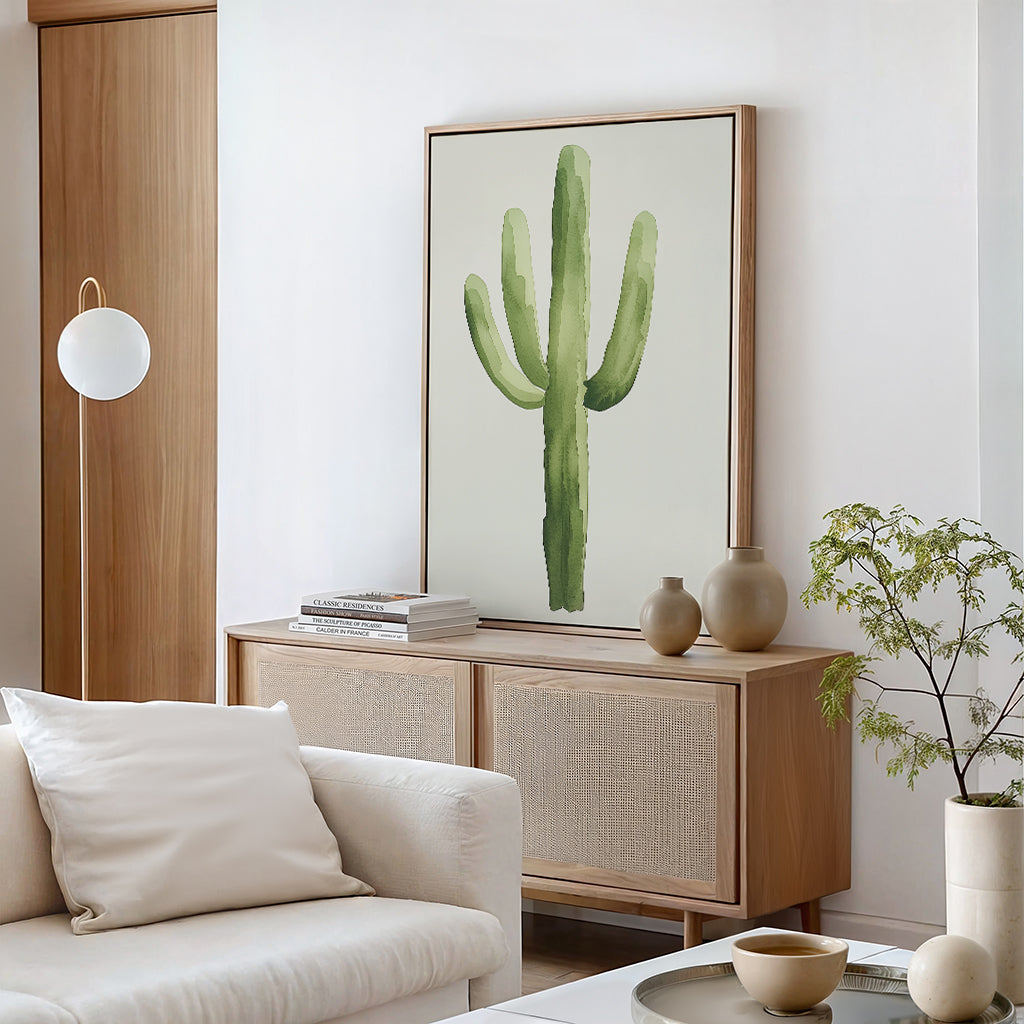 Sunlit Sentinel – green botanical canvas wall art print by Aspire Prints