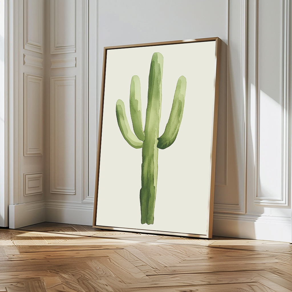 Sunlit Sentinel – green botanical canvas wall art print by Aspire Prints