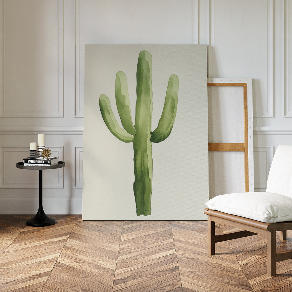 Sunlit Sentinel – green botanical canvas wall art print by Aspire Prints