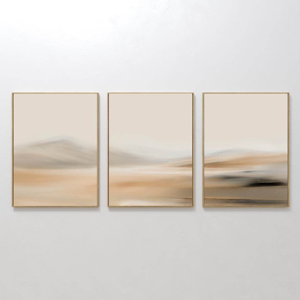 Whispered Dunes Triptych – Set of 3 Canvas Prints set of 3 – beige and white desert canvas wall art by Aspire Prints