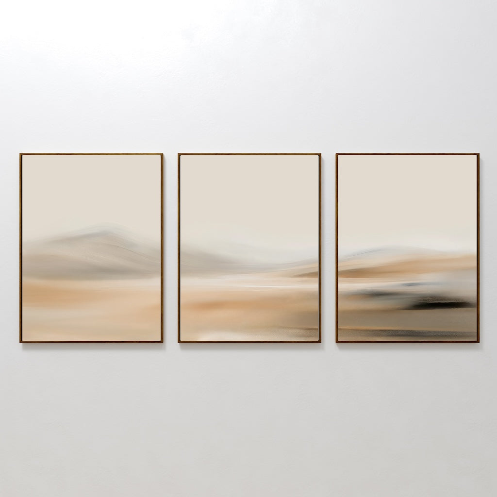 Whispered Dunes Triptych – Set of 3 Canvas Prints set of 3 – beige and white desert canvas wall art by Aspire Prints