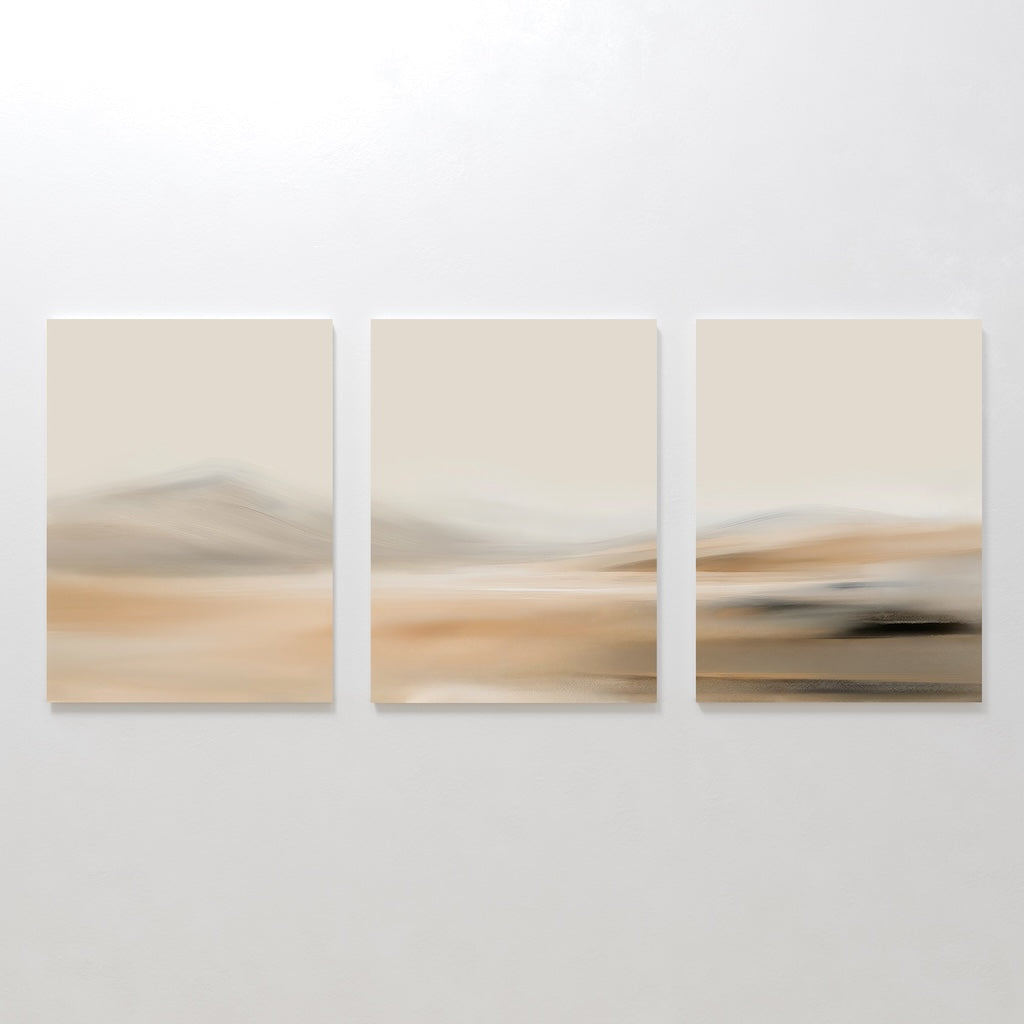 Whispered Dunes Triptych – Set of 3 Canvas Prints set of 3 – beige and white desert canvas wall art by Aspire Prints