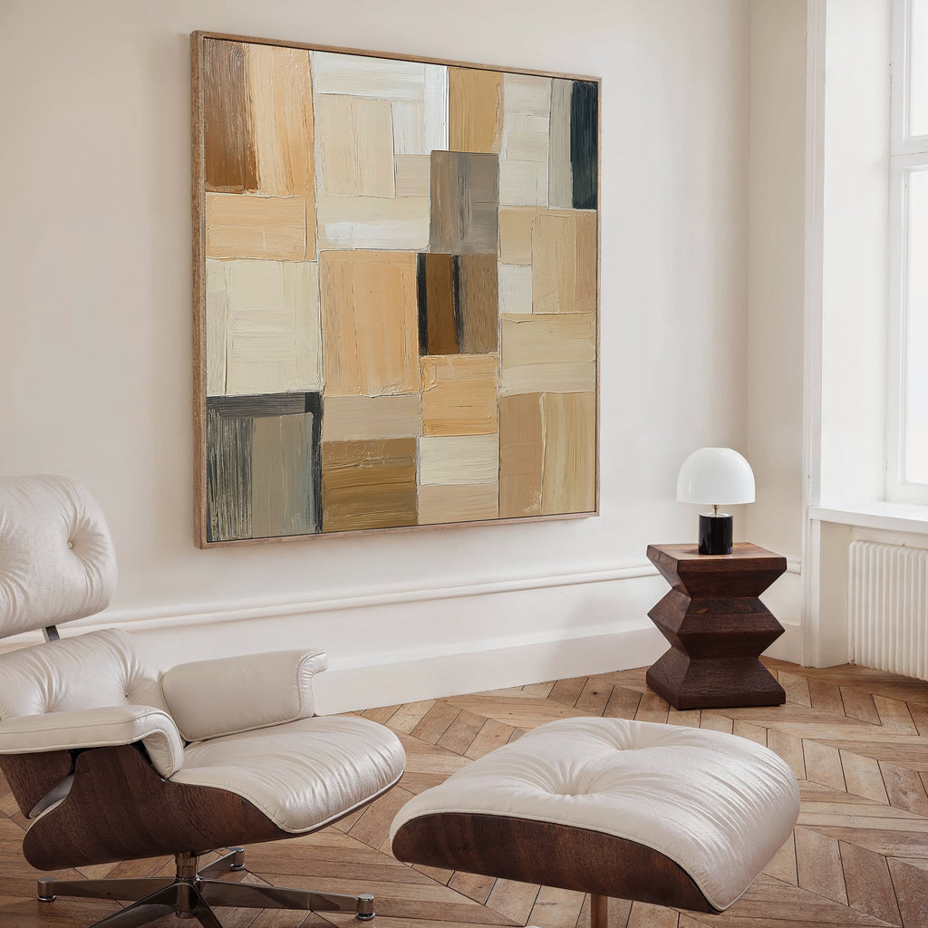 Saffron Dunes at Twilight – beige and white abstract canvas wall art print by Aspire Prints
