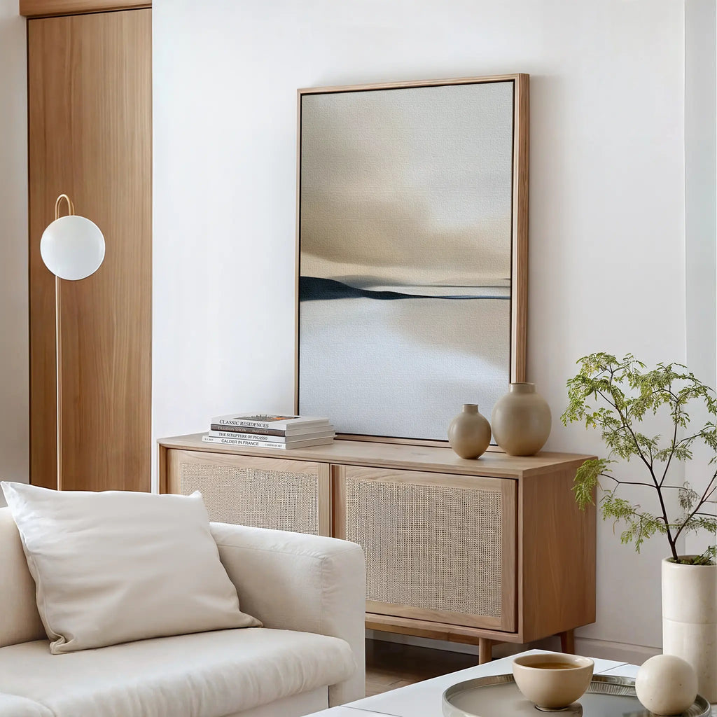 Whispers of the Dunes – beige and white landscape canvas wall art print by Aspire Prints