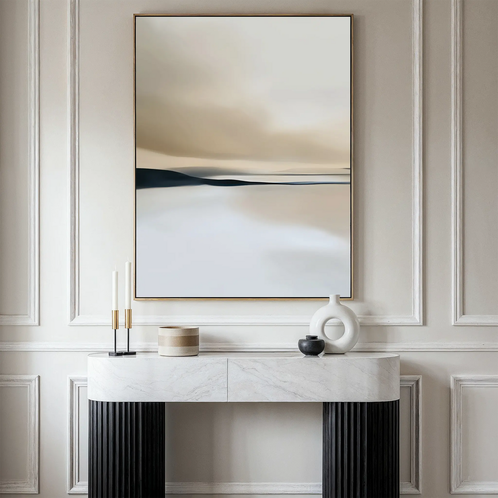 Whispers of the Dunes – beige and white landscape canvas wall art print by Aspire Prints