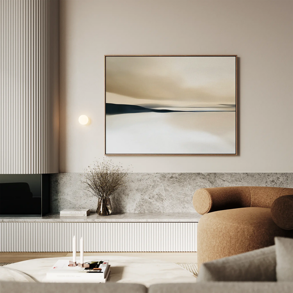 Whispers of the Dunes – beige and white landscape canvas wall art print by Aspire Prints