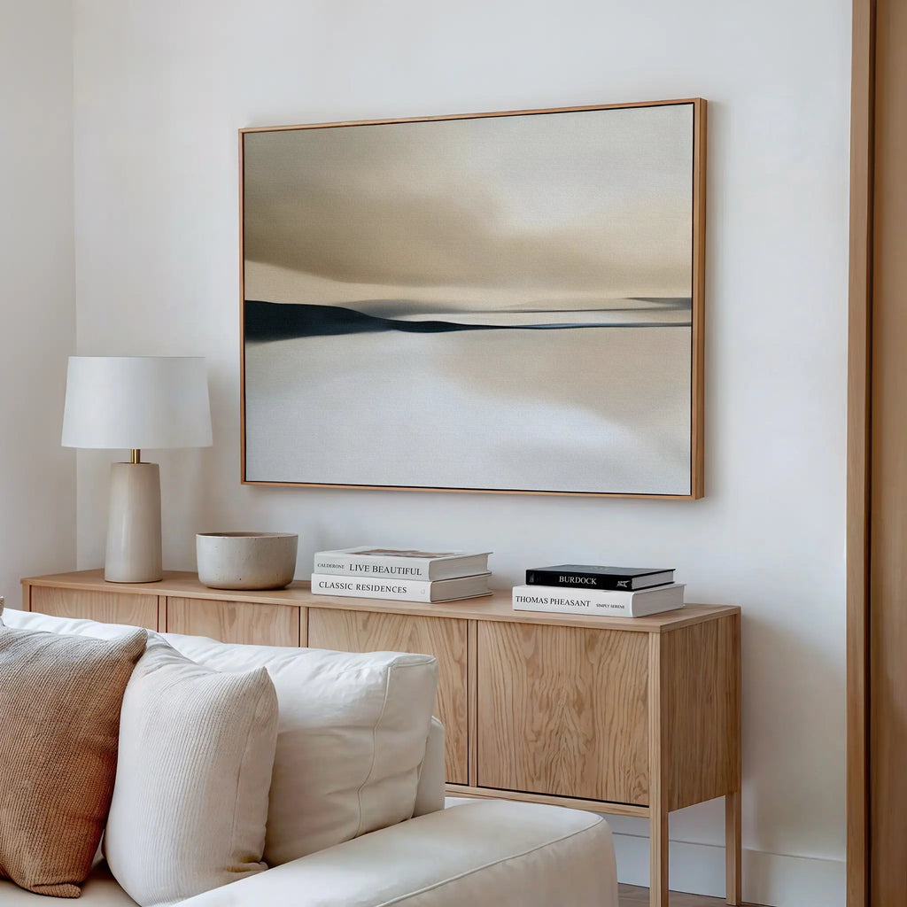 Whispers of the Dunes – beige and white landscape canvas wall art print by Aspire Prints