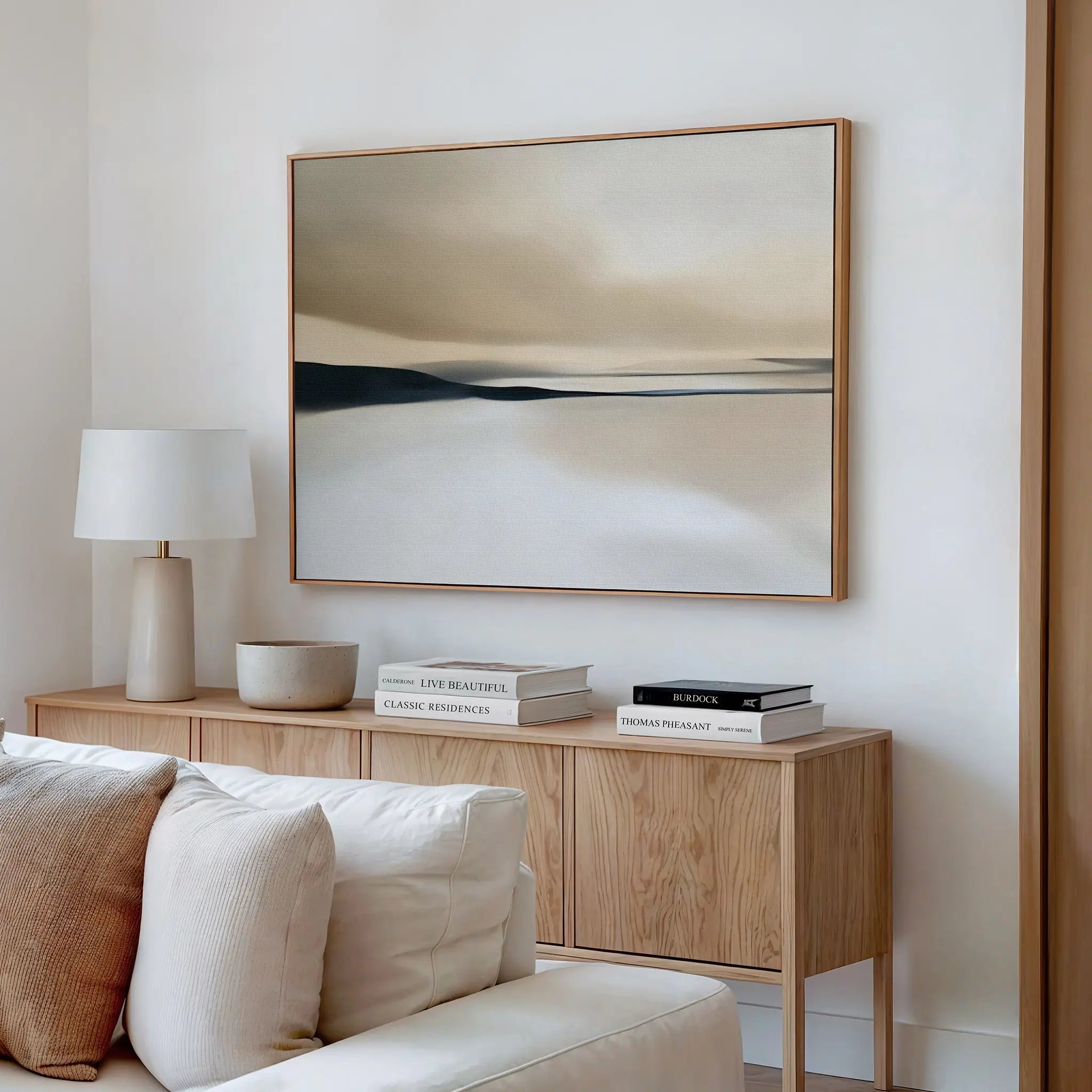 Whispers of the Dunes – beige and white landscape canvas wall art print by Aspire Prints